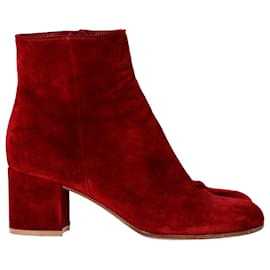 Gianvito Rossi-Gianvito Rossi Ankle Boots in Red Suede -Red