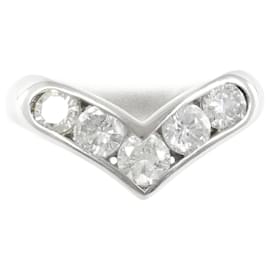 & Other Stories-Platinum Curved Diamond Ring-Silvery