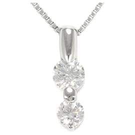 & Other Stories-Platinum Two Stone Diamond Necklace-Silvery