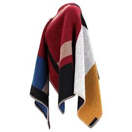 Burberry-Burberry Color-Block Cape in Multicolor Wool-Multiple colors