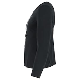 Balenciaga-Balenciaga T-shirt imprimé à manches longues en coton noir-Noir