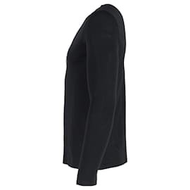 Versace-Versace Logo Long Sleeve Fitted T-Shirt in Black Cotton-Black