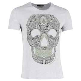 Alexander Mcqueen-Alexander McQueen Skull Graphic T-Shirt in Grey Cotton-Brown