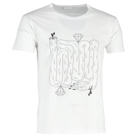 Saint Laurent-Camiseta con estampado gráfico de Saint Laurent en algodón blanco-Blanco