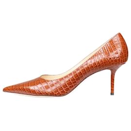 Jimmy Choo-Brown snake print pointed toe heels - size EU 41-Brown
