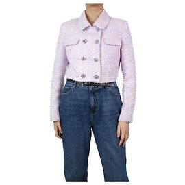 Self portrait Lilafarbene, kurze Bouclé-Jacke – Größe UK 10 Lila