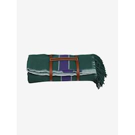Ralph Lauren-Green checkered frilled blanket-Green