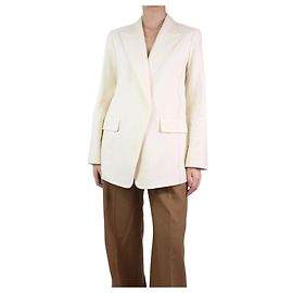 Chloé Cream linen and silk-blend blazer - size UK 10 Cream