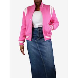 Saint Laurent-Cazadora bomber de lana rosa - talla UK 18-Rosa