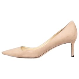 Jimmy Choo-Neutral suede pointed toe heels - size EU 39.5-Other
