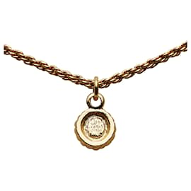 Dior-Dior Gold Rhinestone Pendant Necklace-Golden