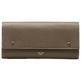 Céline-Celine Brown Continental Leather Wallet-Brown