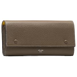Céline-Celine Brown Continental Leather Wallet-Brown