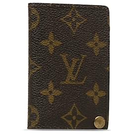 Louis Vuitton-Louis Vuitton Brown Monogram Porte-Cartes Crédito Presión-Castaño