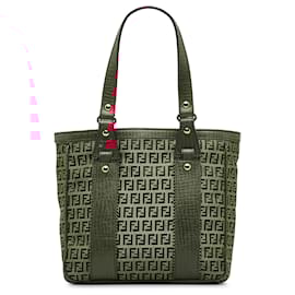 Fendi-Fendi Brown Zucchino Canvas Tote Bag-Brown,Pink