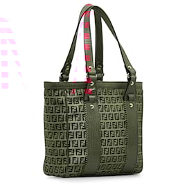 Fendi-Fendi Brown Zucchino Canvas Tote Bag-Brown,Pink