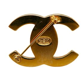Chanel-Chanel Gold CC Drehverschluss-Brosche-Golden