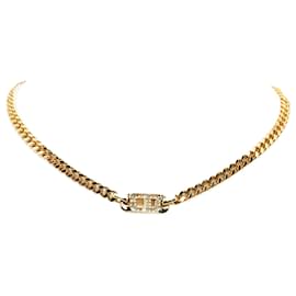 Dior-Dior Gold Rhinestones Pendant Necklace-Golden