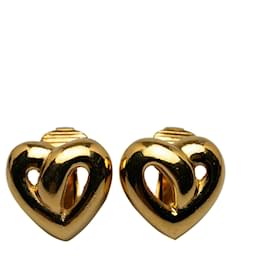 Dior-Boucles d'oreilles clip coeur doré Dior-Doré