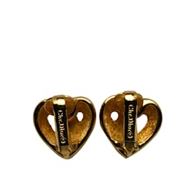 Dior-Clipe de coração de ouro Dior em brincos-Dourado