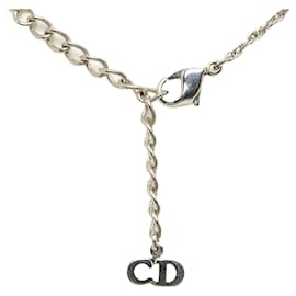 Dior-Collar con colgante de placa con logo de plata Dior-Plata
