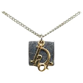 Dior-Dior Logo Pendant Necklace Metal Necklace in Good condition-Golden