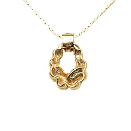 Yves Saint Laurent-Twist Drop Rhinestone Pendant Necklace-Golden