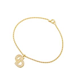 Dior-CD Logo Rhinestone Bracelet-Golden