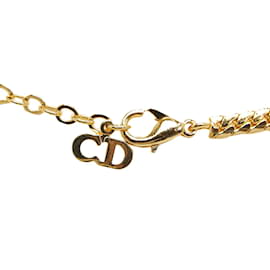 Dior-Rhinestone Heart Pendant Necklace-Golden