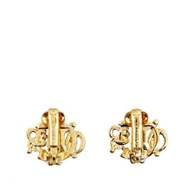 Dior-Dior Logo Insignia Clip On Earrings Metal Earrings in Excellent condition-Golden