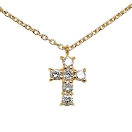 & Other Stories-18k Collana con pendente a croce in oro con diamanti-D'oro