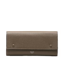 Céline-Leather Multi-function Flap Wallet-Grey