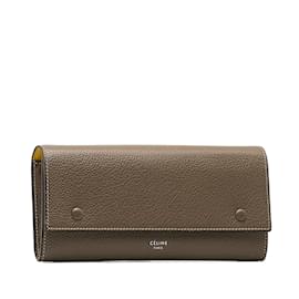 Céline-Leather Multi-function Flap Wallet-Grey