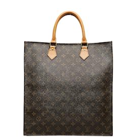 Louis Vuitton-Louis Vuitton Bolso tote de lona con monograma Sac Plat M51140 en buen estado-Castaño