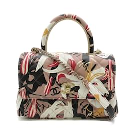 Chanel-Limited Edition Matelasse Lily Print Mini Coco Handle Bag-Multiple colors