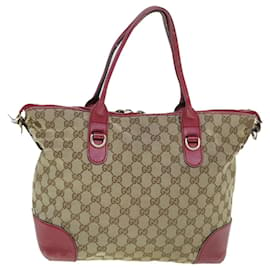 Gucci-Gucci GG Canvas Hand Bag 2way Beige Red 269957 Auth ki3868-Red,Beige