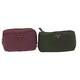 Prada-Prada Beutel Nylon 2Set Khaki Wine Red Auth bs10268-Bordeaux,Khaki