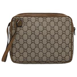 Gucci-GUCCI GG Plus Supreme Clutch Bag PVC Leather Beige Auth ki3866-Beige