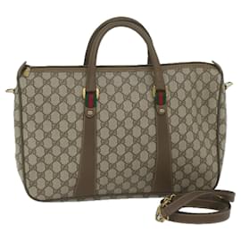 Gucci-Sac Boston GUCCI GG Supreme Web Sherry Line 2façon Beige Rouge 39 02 041 Auth yk9512-Rouge,Beige