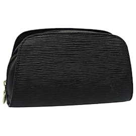 Louis Vuitton-LOUIS VUITTON Pochette Epi Dauphine PM Noir M48442 Auth LV 60601-Noir