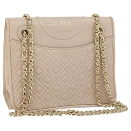 Tory Burch-TORY BURCH Quilted Chain Shoulder Bag Leather Pink Auth am5282-Pink