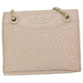 Tory Burch-TORY BURCH Quilted Chain Shoulder Bag Leather Pink Auth am5282-Pink