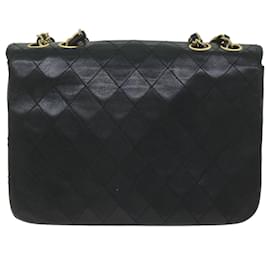 Chanel-CHANEL Matelasse Chain Shoulder Bag Lamb Skin Black White CC Auth bs10325-Black,White