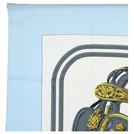 Hermès-HERMES CARRE 90 BRIDES de GALA Scarf Silk Light Blue Auth 60363-Light blue