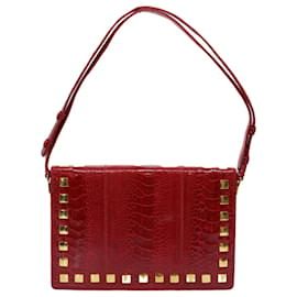 Fendi-FENDI Shoulder Bag Leather Red Auth hk920-Red