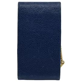 Chanel-CHANEL Cigarette Case Caviar Skin Blue CC Auth bs10428-Blue