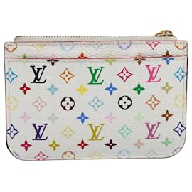 Louis Vuitton-LOUIS VUITTON Multicolor Pochette Cles NM Coin Purse White M93734 LV Auth 58968-White