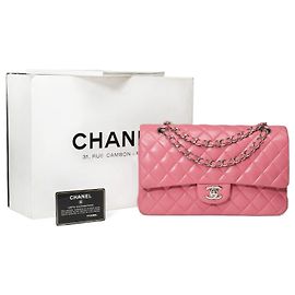 Sac Chanel Timeless/Clássico em couro rosa - 101622 Rosa