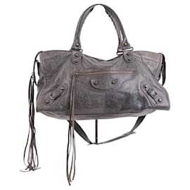 Balenciaga-City leather handbag-Dark grey