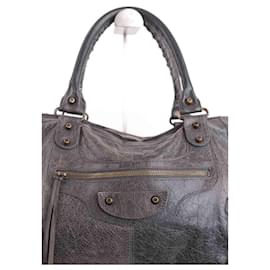 Balenciaga-City leather handbag-Dark grey
